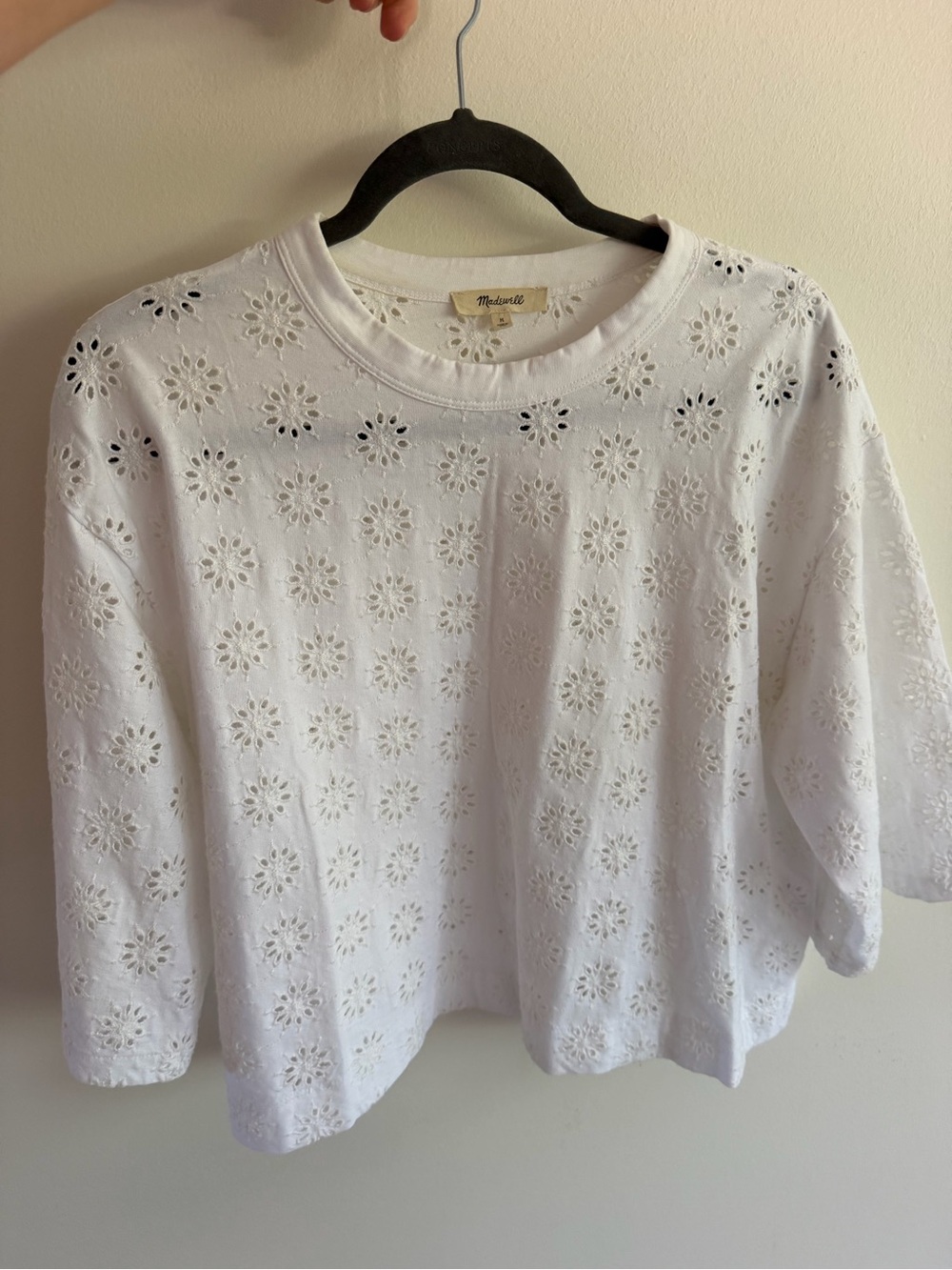 Madewell White Eyelet Boxy Short-Sleeve Top